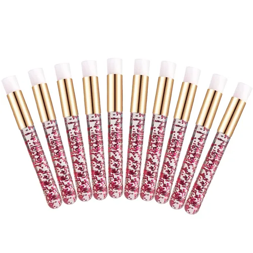 Miniatura 16 de 30 cepillos de champú para extensiones de pestañas de cristal con purpurina con contenedor, herramienta removedor de cepillos para puntos negros