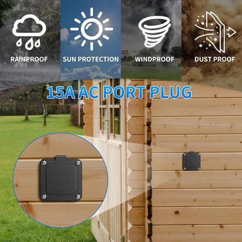 Miniatura 2 de BEBOBLY Entrada de 15 amperios, entrada de alimentación de 125 V con cubierta impermeable, 2 polos y 3 cables macho receptáculo de entrada