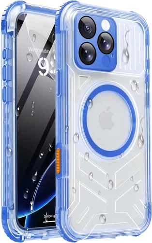 Miniatura 35 de Funda impermeable para iPhone 15 con Magsafe, protector de pantalla, cordón, IP68 militar de cuerpo completo a prueba de golpes, para deportes
