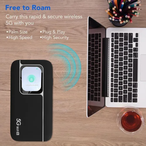 Miniatura 2 de 5G Mobile Wi Fi Hotspots, router de viaje portátil soporta 16 usuarios al mismo tiempo, batería grande de 7100 mAh, dispositivo de bolsillo Wi Fi