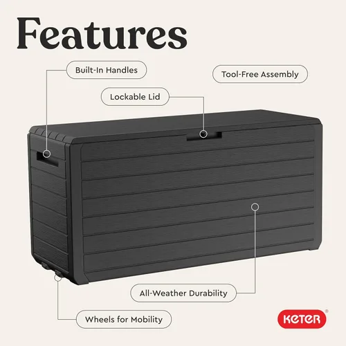 Miniatura 4 de Keter Atlas - Caja de 70 galones – Caja de almacenamiento al aire libre resistente a la intemperie para patio, patio y piscina, construcción