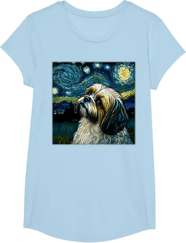 Miniatura 14 de Camiseta Surrealism Starry Night Shih Tzu Dog
