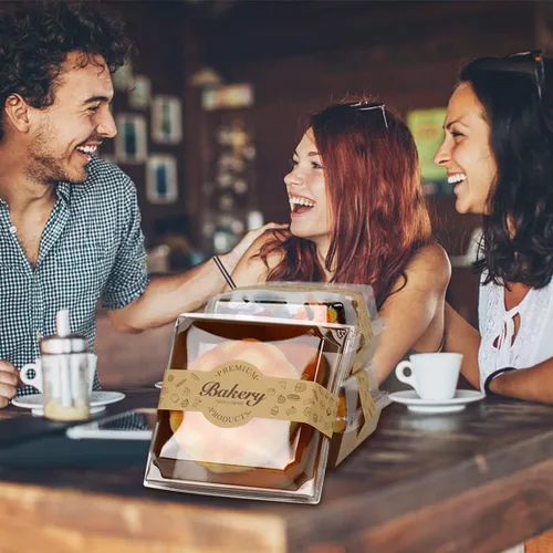 Miniatura 7 de Paquete de 100 Cajas de Charcutería con Tapas Transparentes y Seguras, 5.3x4.9x2.5 Pulgadas, Cajas Desechables Cuadradas Marrone para Sándwiches