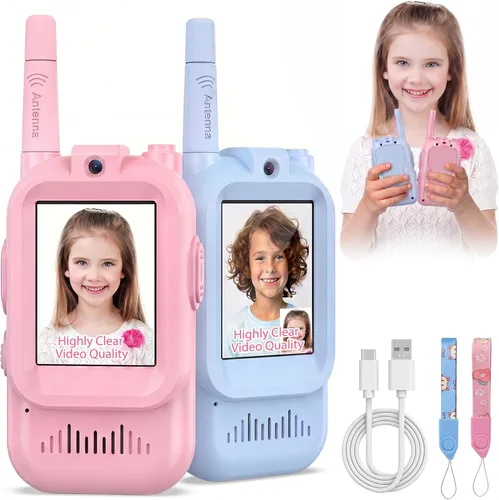 Miniatura 12 de Walkie Talkies para niños, paquete de 2, radios bidireccionales recargables de largo alcance, juguetes para niños y niñas de 3 a 5 años, aventura al