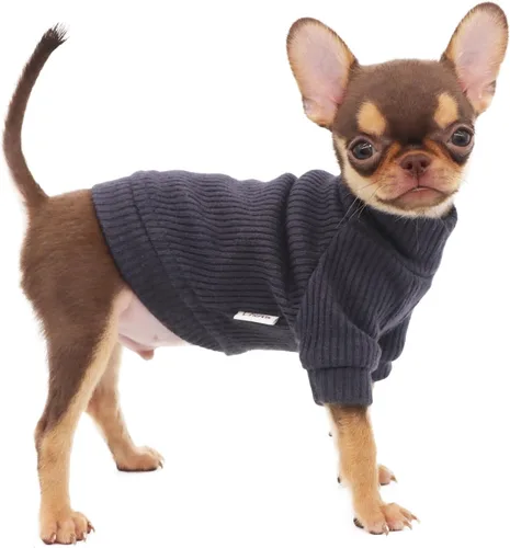 Miniatura 14 de LOPHIPETS Suéteres de cuello alto para perros pequeños, ropa para cachorros Chihuahua, rosa claro brillante, M
