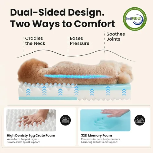 Miniatura 3 de OhGeni Cama ortopédica impermeable para perros pequeños, funda extraíble lavable a máquina en tela fácil de limpiar, espuma de alta densidad y asa