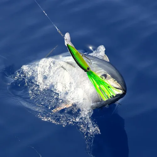 Miniatura 7 de Señuelos de pesca de calamar con cola de pulpo - Cabeza de anzuelo con luz de plástico suave - Kit de cebo para pesca de trucha y lubina