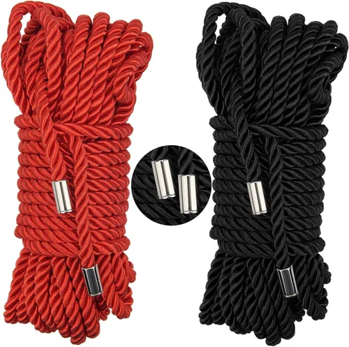 Miniatura 11 de Cuerda de seda suave, cuerda trenzada agradable a la piel (roja, 32 pies)