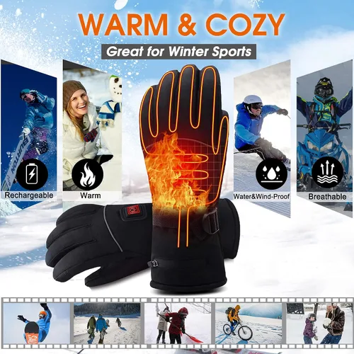 Miniatura 9 de SVPRO Guantes calefactables, guantes térmicos con batería eléctrica, impermeables, guantes de caza de invierno, guantes calefactables para pantalla