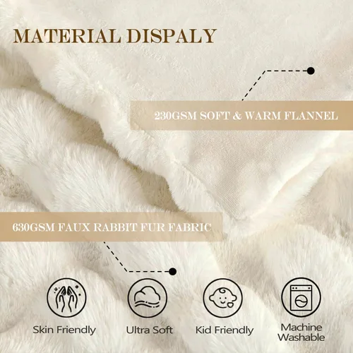 Miniatura 4 de Latepis Manta de piel sintética de lujo, manta esponjosa para sofá, manta suave y gruesa para cama y sofá, manta de felpa suave y cálida para todas