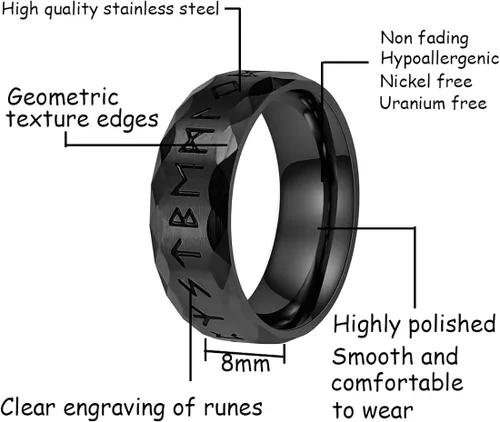 Miniatura 2 de Nanafast Anillos vikingos para hombres, mujeres, platanegrovintage, anillos nórdicos de acero inoxidable para hombres, anillos vikingos runas