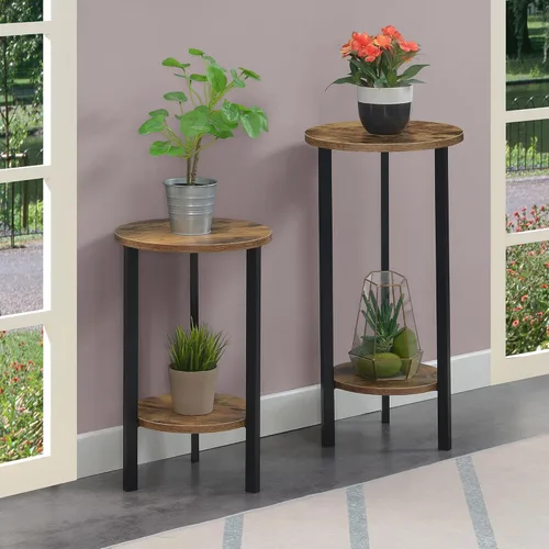 Miniatura 6 de Convenience Concepts Graystone - Soporte para plantas de 2 niveles de alto de 31 pulgadas, soporte industrial para plantas, jarrones y antigüedades