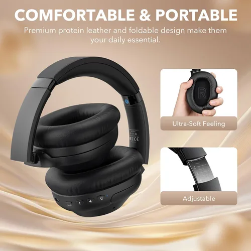 Miniatura 7 de YMOO Auriculares con cancelación activa de ruido para viajes en avión, audio LDAC de alta resolución, auriculares ANC con cable e inalámbricos, 100