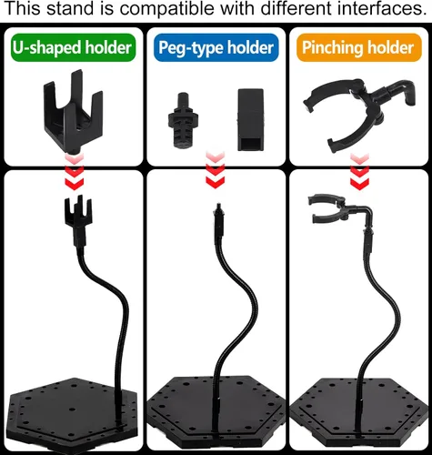 Miniatura 4 de Base de acción Hobby, soporte de exhibición de pasatiempos, compatible con Gundam HG RG 1/144 escala figura modelo kit 2 Negro Small