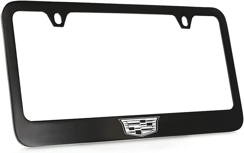 Miniatura 2 de Marco de placa de matrícula de metal Cadillac Crest - Negro recubierto en polvo con cromo expuesto Negro D