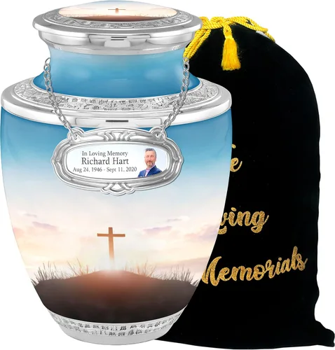 Miniatura 12 de Urnas de cremación cruzadas personalizadas de medallón para cenizas de adultos, hombres y mujeres, urnas funerarias de 200 libras para cenizas