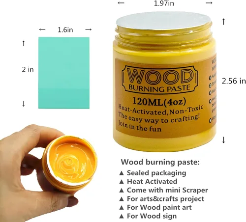 Miniatura 3 de JAJADO Pasta para Quemar Madera y Mini Espátula, Gel para Quemar Madera de 4 OZ para Lienzo, Mezclilla, Tablero de Madera para Manualidades, Pasta
