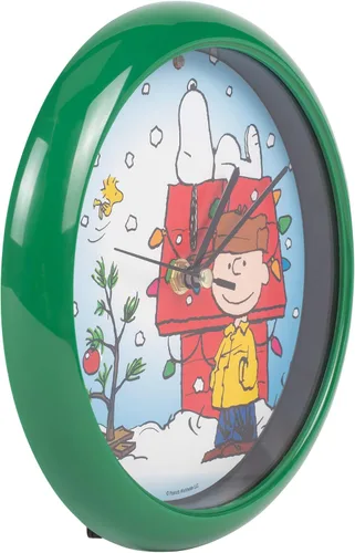Miniatura 2 de Mark Feldstein, Reloj de sonido con villancicos navideños de Snoopy en diseño de casa de perro, verde, 20,3 cm