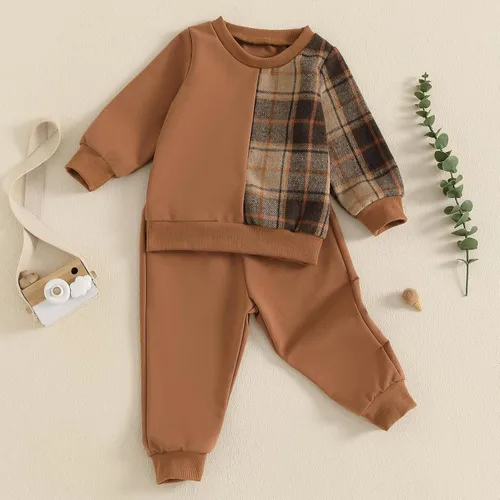 Miniatura 66 de Conjunto de sudadera de manga larga con cuello redondo y pantalones deportivos para bebés, ropa de invierno para bebé