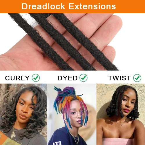 Miniatura 6 de Extensiones de Rastas de Cabello Humano 0.4cm de Grosor 4 Pulgadas 20 Hebras 100% Cabello Humano Real para Hombres/Mujeres/Niños Completamente