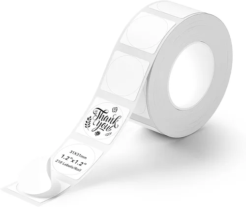 NIIMBOT Cinta de etiquetas para B1/B21/B3S, 1.2 x 1.2 pulgadas (1.220 x 1.220 in), redonda, etiqueta térmica para logotipo, velas, regalos, correo,