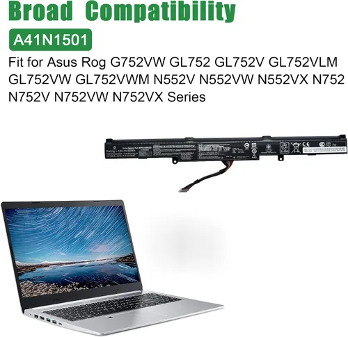 Miniatura 5 de A41N1501 - Batería de repuesto para portátil Asus Rog G752VW GL752 GL752JW GL752V GL752VLM GL752VW GL752VW-DH74 GL752VWM N552 N552V N552VW N552VX