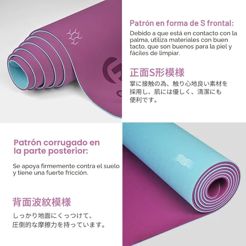 Miniatura 2 de Tapete de yoga antideslizante, ecológico, con funda de transporte, tapete de yoga profesional para mujeres, tapete de entrenamiento para el hogar