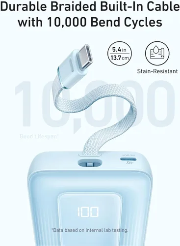 Miniatura 3 de Anker Cargador portátil, banco de energía de 10,000 mAh 30 W, paquete de batería de carga rápida USB-C de entrada y salida, cargador de batería Azul