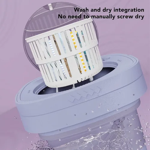 Miniatura 3 de Luqeeg Lavadora portátil, mini lavadora plegable de 6.5 litros con tubo de agua, lavado profundo y centrifugado para dormitorio, camping, caravana