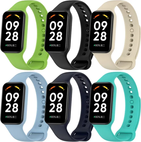 FitTurn Correa de reloj inteligente [6 unidades] – Compatible con Xiaomi Mi Redmi Smart Band 2 Fitness Tracker (reloj no incluido) Correa de muñeca
