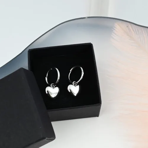 Miniatura 7 de Heart Dangle Silver Earrings Hypoallergenic Heart Huggie Hoop Cute Earring for Women