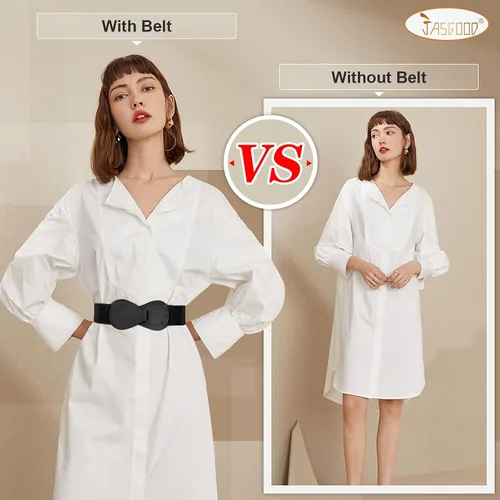 Miniatura 5 de JASGOOD Cinturón elástico vintage para mujer, cinturón de cintura ancha y elástico vintage