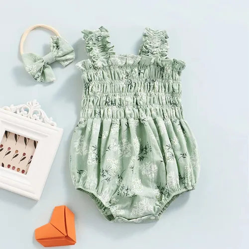 Miniatura 2 de Conjunto de ropa de verano sin mangas para bebé recién nacida, con volantes y cuello halter