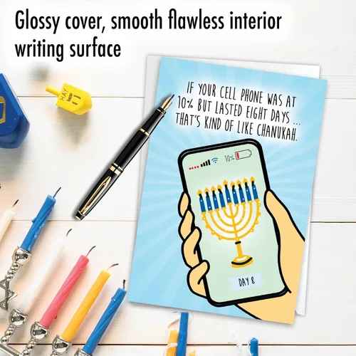 Miniatura 3 de NobleWorks - Tarjeta de felicitación divertida para Janucá con sobre de 5 x 7 pulgadas (1 tarjeta) Tarjetas de felicitación para festividades judías