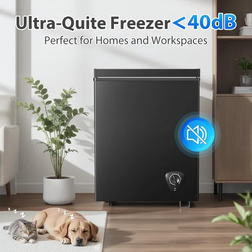 Miniatura 6 de Congelador vertical de 4.2 pies cúbicos LifePlus, arcón congelador pequeño con 7 configuraciones de temperatura, canasta removible y ruedas