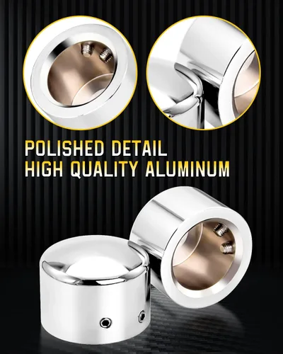 Miniatura 4 de Cubiertas cromadas para tuercas de eje delantero, tapas de eje delantero compatibles con Harley Davidson 2002-2024 VRSC Softail Dyna Super Glide