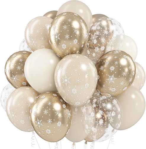 Miniatura 9 de Paquete de 60 globos azul polvoriento dorado, conjunto de globos de látex azul pizarra blanco arena verde azulado turquesa crema beige con confeti