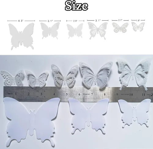 Miniatura 5 de Ewong Decoración de pared de mariposa 3D – 66 piezas de decoración de mariposa blanca para tartas – Calcomanía de pared extraíble impermeable