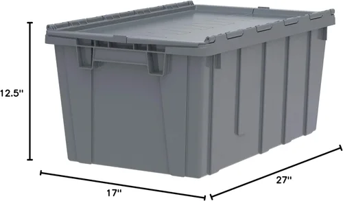 Miniatura 7 de Buckhorn AR2717120201000 Contenedor de Almacenamiento Industrial de Plástico Apilable KeepBox Tote con Tapa Articulada Adjunta