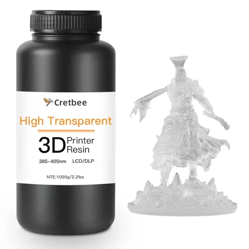 Resina de impresión 3D ultratransparente, alta transparencia, bajo amarilleo, resina fotopolimérica de 385-405 nm para gafas, auriculares y