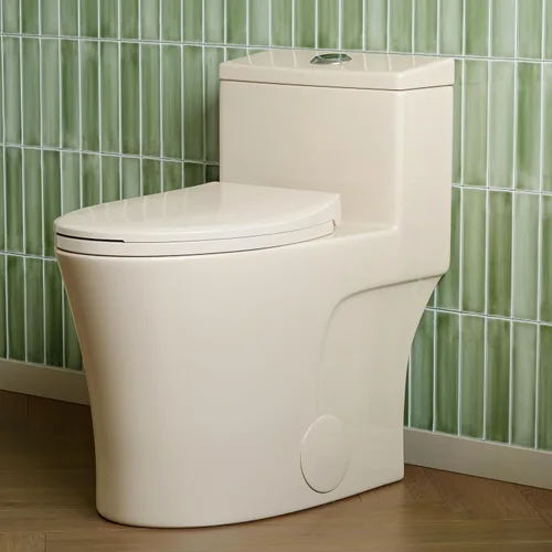 Miniatura 11 de HOROW T0338WG Inodoro de una pieza con botón dorado, inodoro alargado con asiento de comodidad, altura para silla ADA 17.3", descarga doble 0.8/1.28