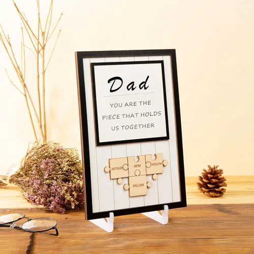 Miniatura 3 de Letrero personalizado con nombre de la familia, adornos de madera para la familia, placa de rompecabezas con nombre personalizado, decoración