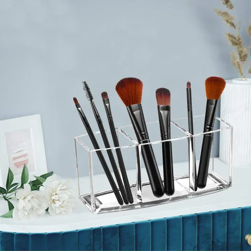 Miniatura 5 de Organizador de brochas de maquillaje acrílico con 3 ranuras
