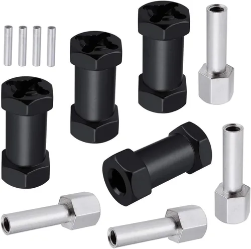 Miniatura 13 de Hobbypark - Paquete de 4 cubos de transmisión hexagonal de rueda de 0.472 in, acoplador combinador de aluminio de 0.591 in, extensión de Azul