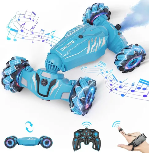 Miniatura 12 de Dysaim Gesture RC Car, juguete de acrobacias RC con detección de gestos para niños de 6 a 12 años, control remoto de mano 4WD de 2.4 GHz con luces