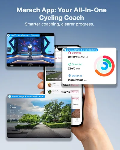 Miniatura 7 de Merach Bicicleta estática magnética, bicicleta estacionaria de bajo ruido para el hogar con cómodo cojín de asiento, bicicleta giratoria