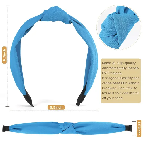 Miniatura 2 de DiyJibb Diademas para Mujeres y Niñas - 6 Piezas Diademas Elegantes con Nudo Superior - Diadema Anudada para Mujeres - Bandas para la Cabeza Anchas