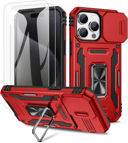 Miniatura 9 de Maxdara Funda para iPhone 14 Pro Max, con cubierta deslizante para cámara y soporte giratorio de 360° integrado y protector de pantalla de vidrio