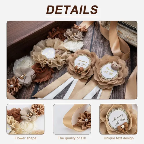 Miniatura 3 de Banda de mamá para ser, 3 piezas de decoración de baby shower de peluche para niña – Mom to be sash shower para niño, regalo de accesorios de fotos