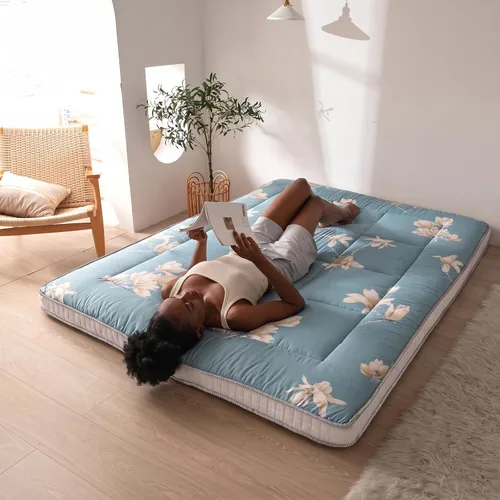 Miniatura 2 de MAXYOYO Colchón de futón con estampado floral, colchón de suelo japonés acolchado para cama, almohadilla para dormir extra gruesa plegable, tumbona